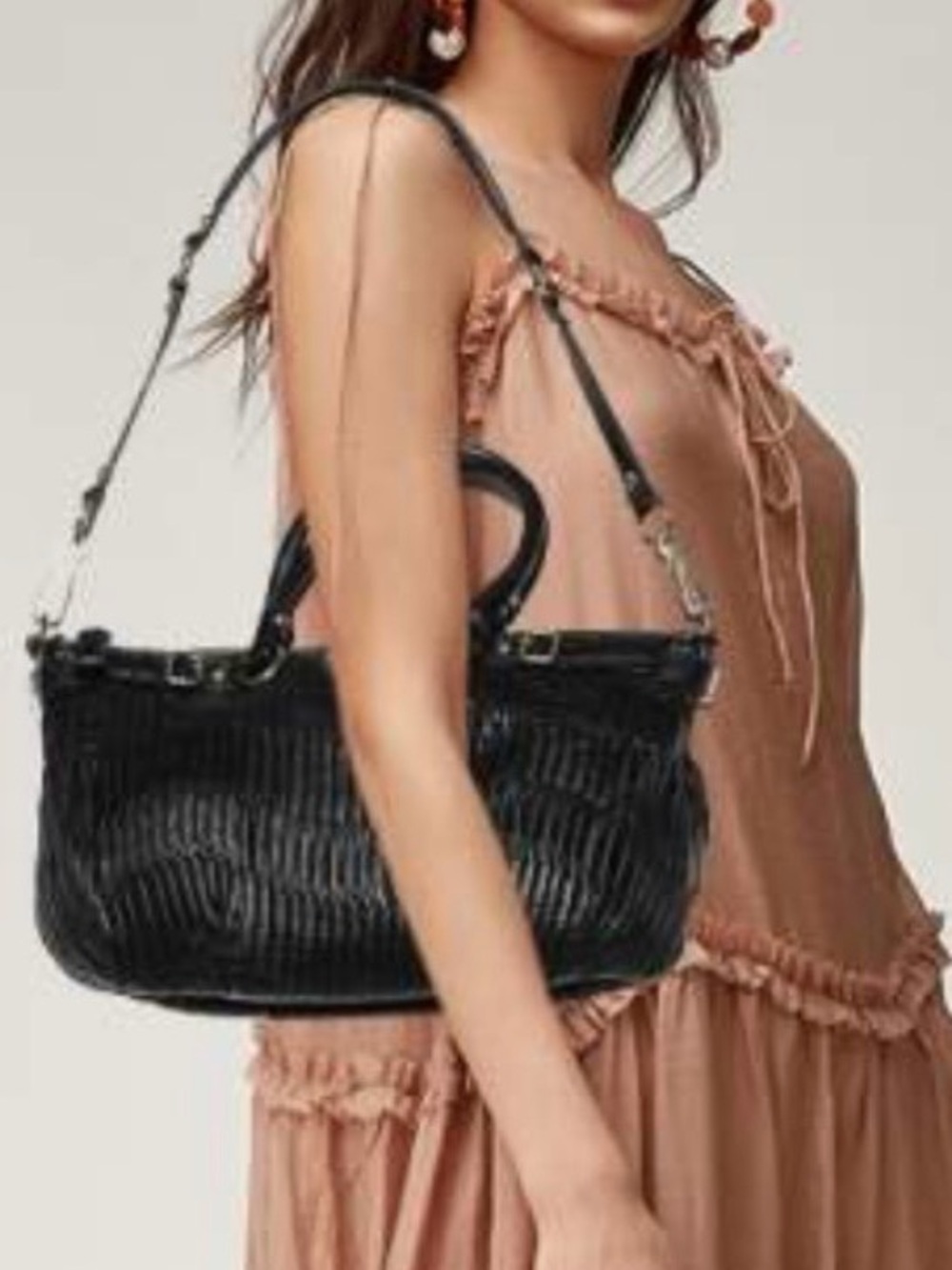 Vintage Coach Black Madison Gathered Leather Satchel